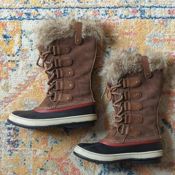 Sorel Joan Of Arctic Waterproof Suede Leather Faux Fur Trim Rubber Snow Boots 8 - Picture 10 of 16